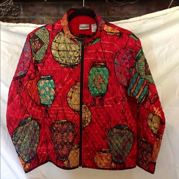 💯% SILK CHICOS jacket lanterns, pretty, unique - Picture 4 of 9